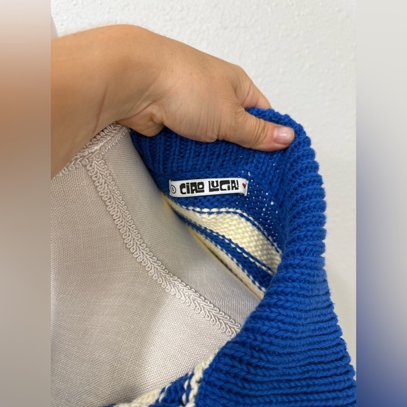 Ciao Lucia Venezia Sweater Striped Blue Collared Knit Size S - Picture 5 of 9